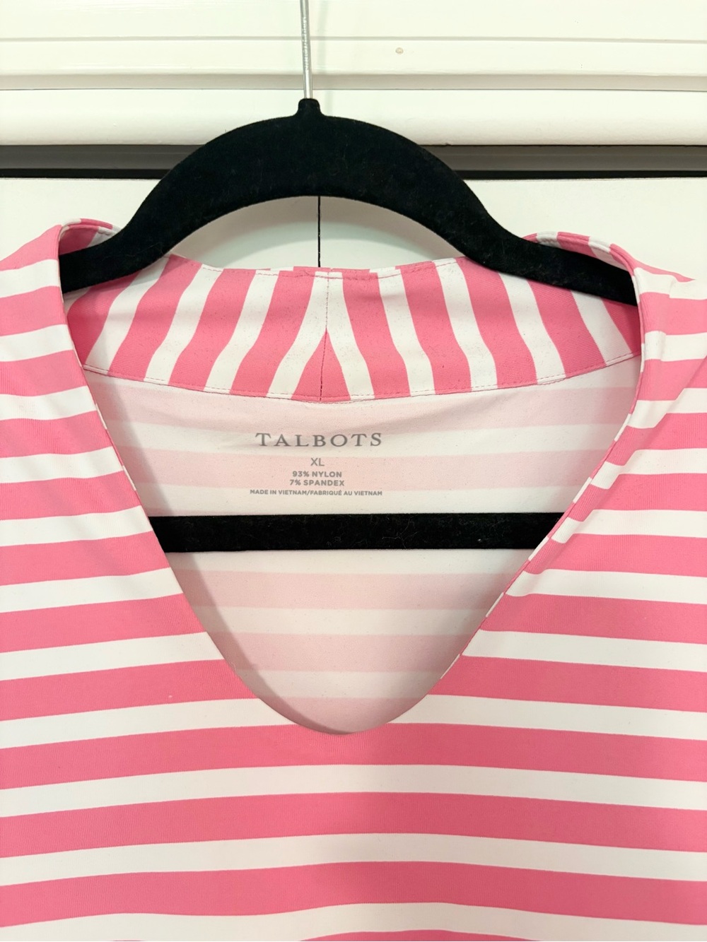 NWT Talbots Pink & White Striped V-Neck Sleeveless Tank - Picture 3 of 5